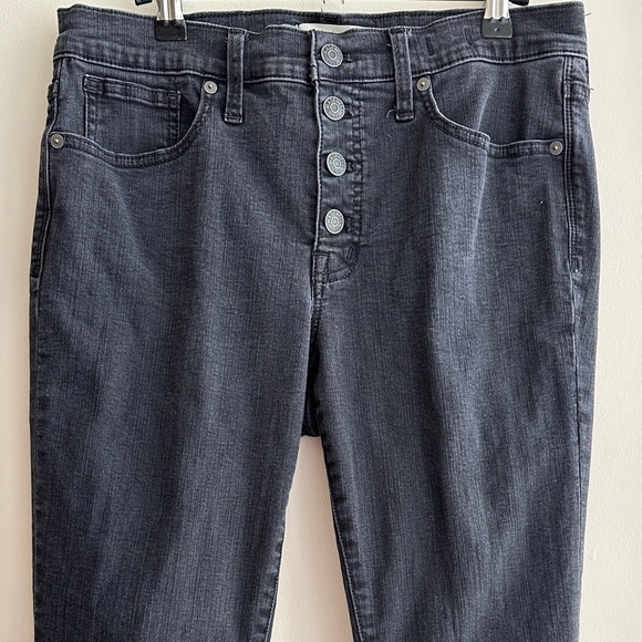 Madewell Black 9” High-Rise Button-Fly Skinny Jeans, Raw Hem, Size 29 - Picture 2 of 16